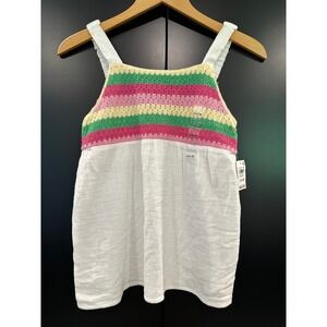 Epic Threads Girls Crochet Knit Stripe Tank Top White Size L 14-16 NWT